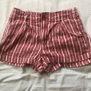 American Eagle orange & white striped shorts